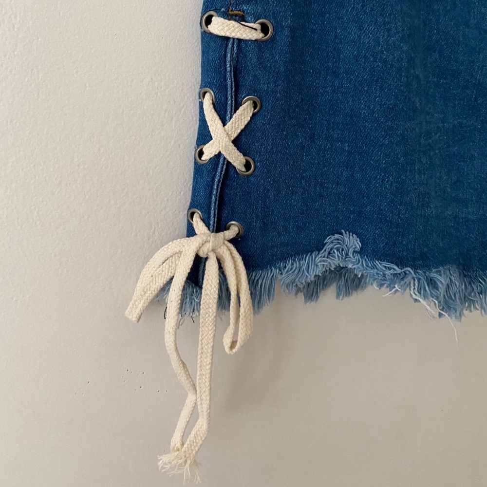 Denim Skirt With Side Ties - Picture 6 of 7